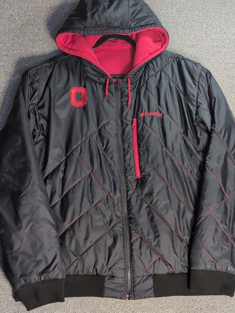 Ohio State Buckeyes x Columbia Reversible Hooded Quilted Bomber Jacket Size XL